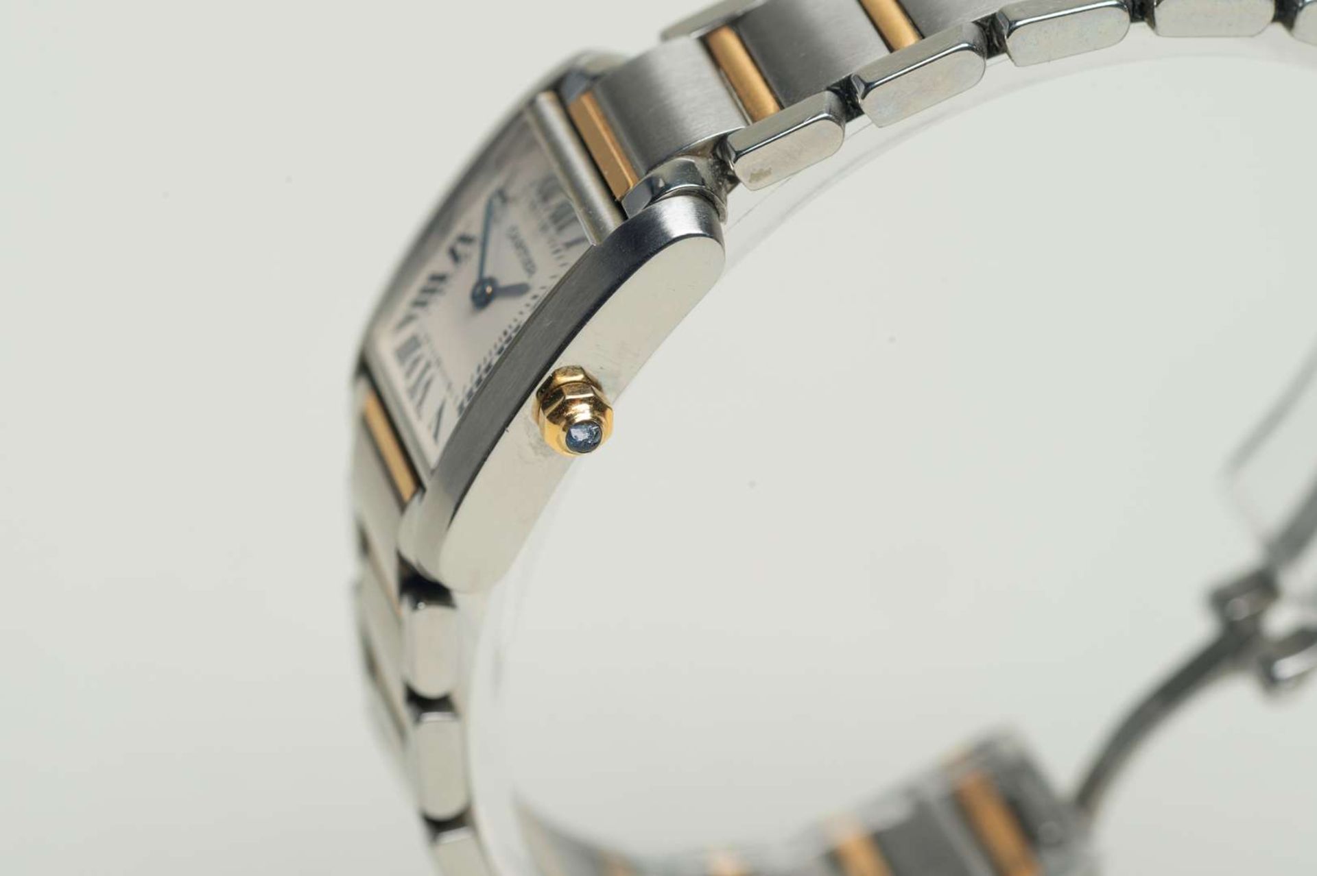 CARTIER, ladies TANK FRANCAISE, steel and gold quartz wristwatch. Ref 2384, - Bild 2 aus 10