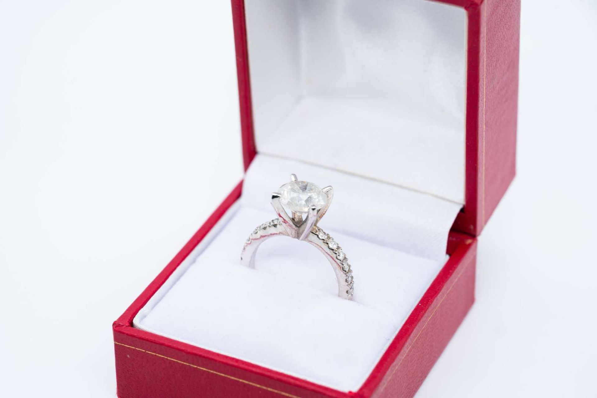 A Solitaire Diamond Ring with 14ct white gold mount, - Image 2 of 9