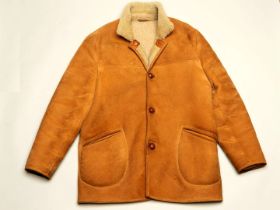 RM WILLIAMS, a men's, tan sheepskin button up coat, size 3XL