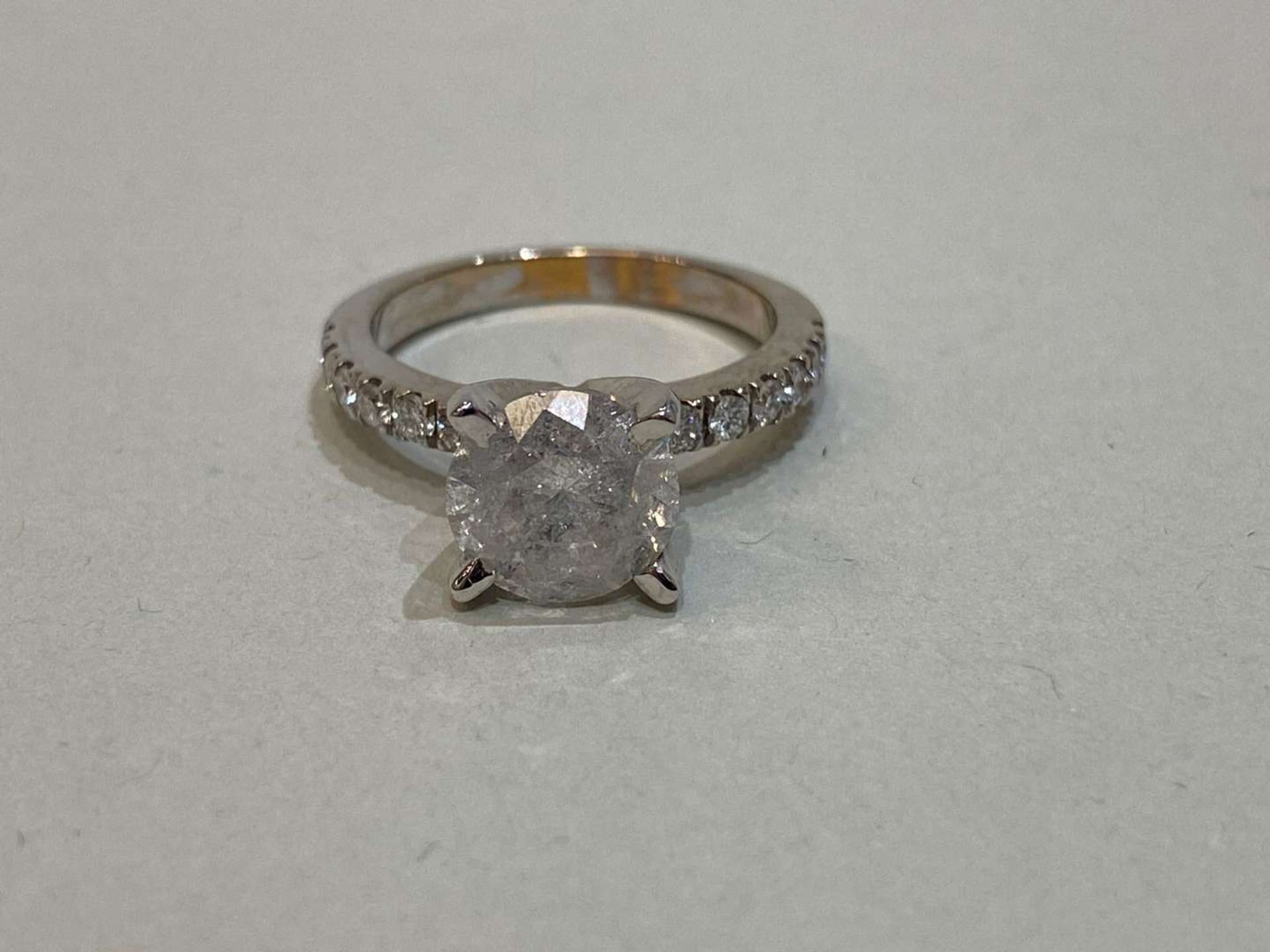 A Solitaire Diamond Ring with 14ct white gold mount, - Image 6 of 9