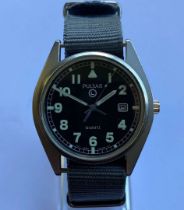 PULSAR, a stainless steel, quartz, military issue, centre seconds, calendar wristwatch, 2002, G10,