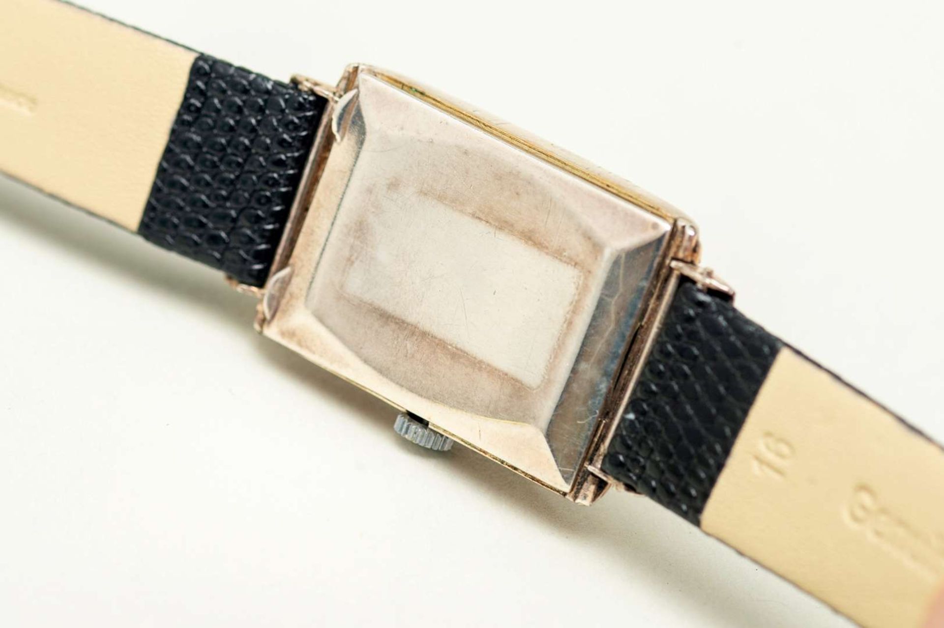 OMEGA. a first half of the 20th century, rectangular silver cased wristwatch, - Bild 4 aus 7