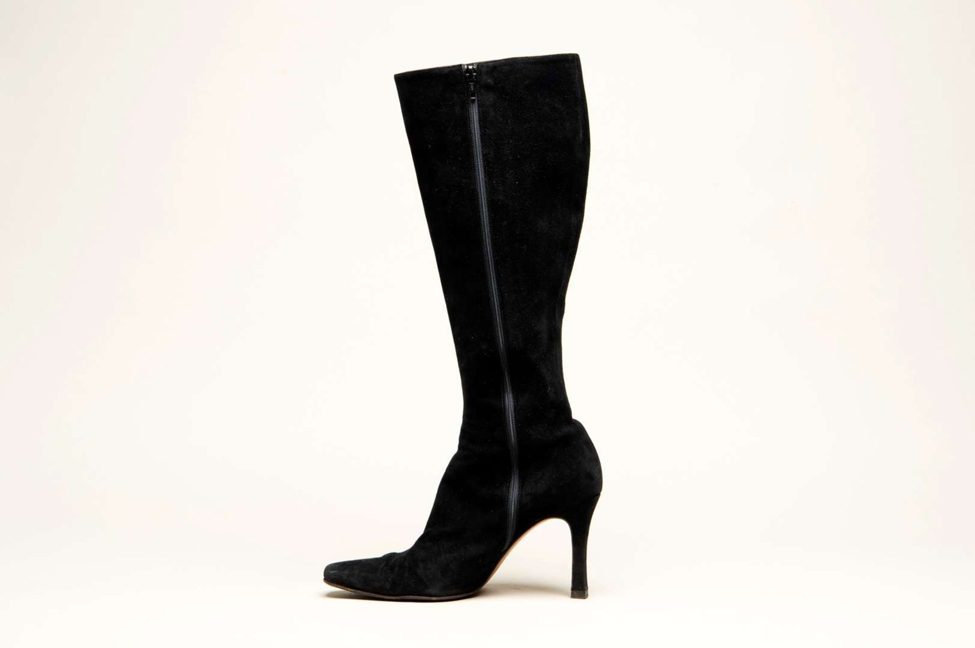 JIMMY CHOO, a pair of knee high, brushed black suede high heel boots - Image 2 of 6