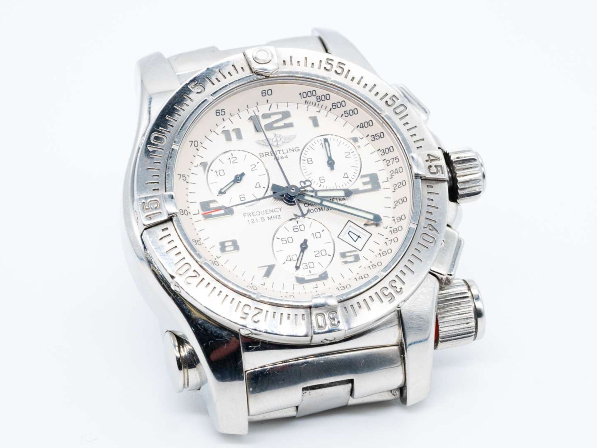 BREITLING, Emergency, stainless steel, quartz, 121.5MHz, two button chronograph wristwatch. - Image 2 of 8