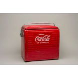 COCA-COLA. a mid 20th century, steel and aluminium, portable cool box