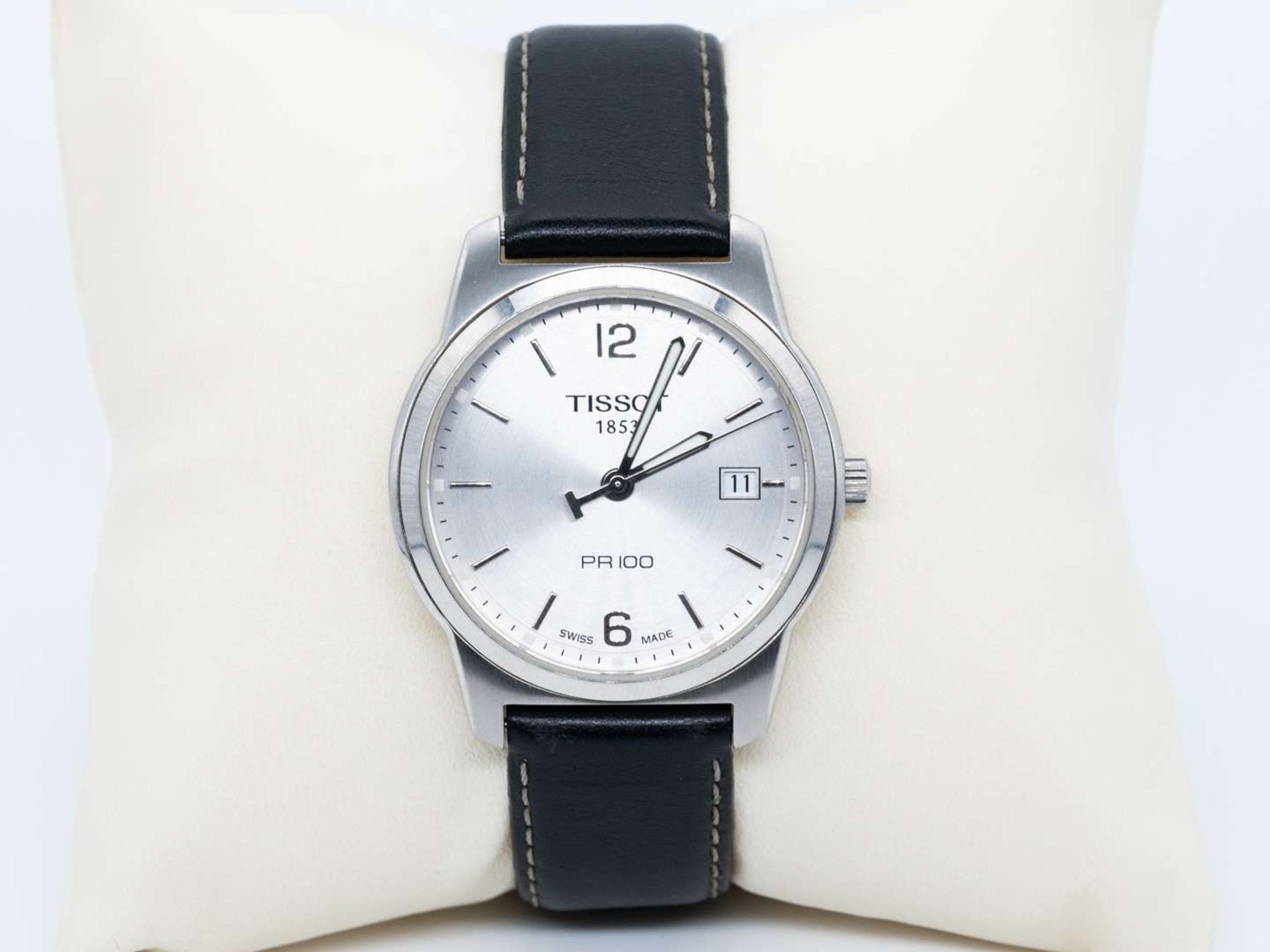 TISSOT, PR-100, a modern stainless steel, quartz, centre seconds, calendar wristwatch.