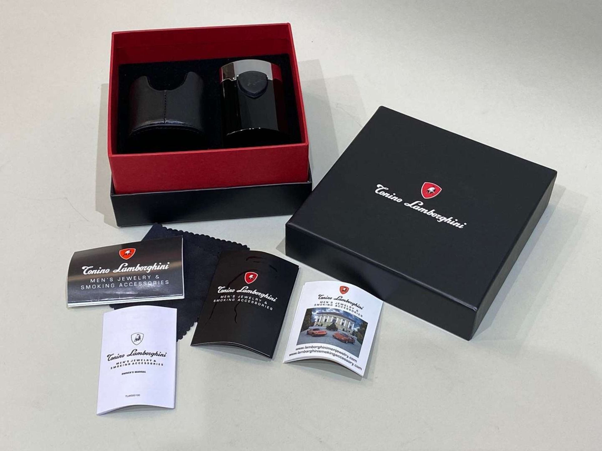 TONINO LAMBORGHINI, B1734***, Mugello, a chrome & black, triple flame table lighter