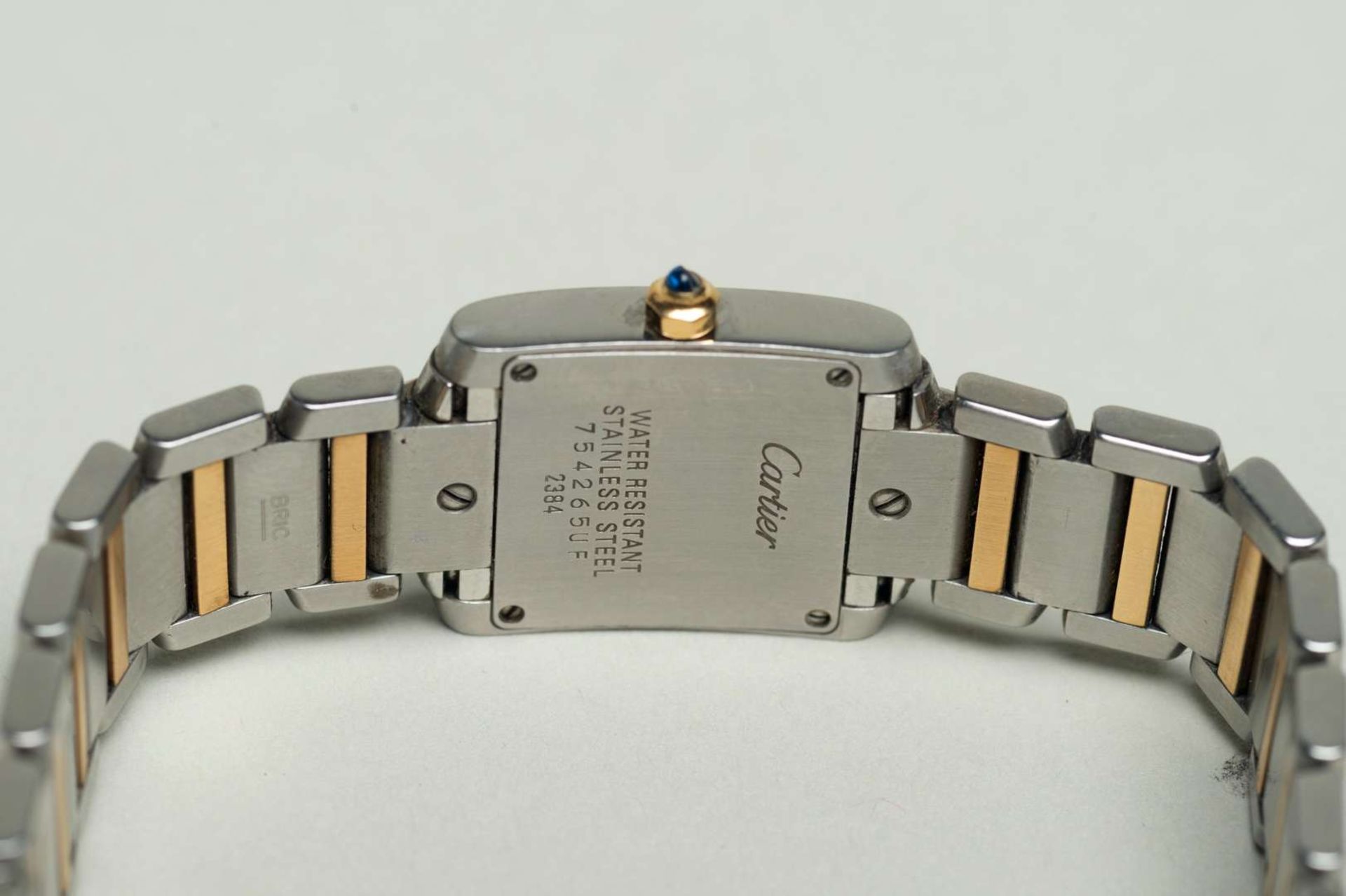 CARTIER, ladies TANK FRANCAISE, steel and gold quartz wristwatch. Ref 2384, - Bild 4 aus 10