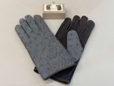 BURBERRY, men's Ostrich, kidskin & cashmere lined gloves, together with a pair of Burberry cufflinks