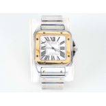 CARTIER, Santos 100, XL, a stainless and steel and gold, automatic, centre seconds wristwatch