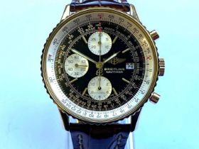 BREITLING, Old Navitimer II, 1991. 18kt gold, two button, chronograph.