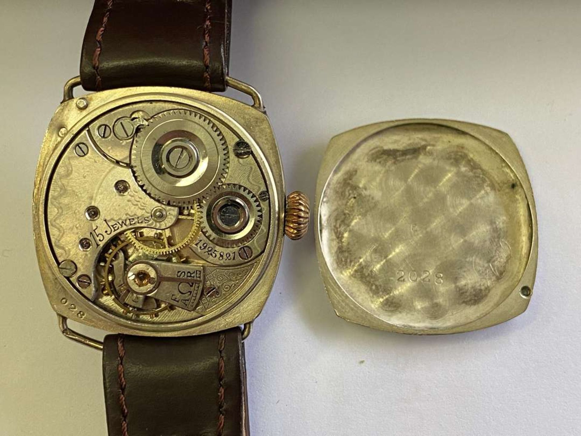 OMEGA, an early 20th century white metal cased automotive wristwatch - Image 5 of 5