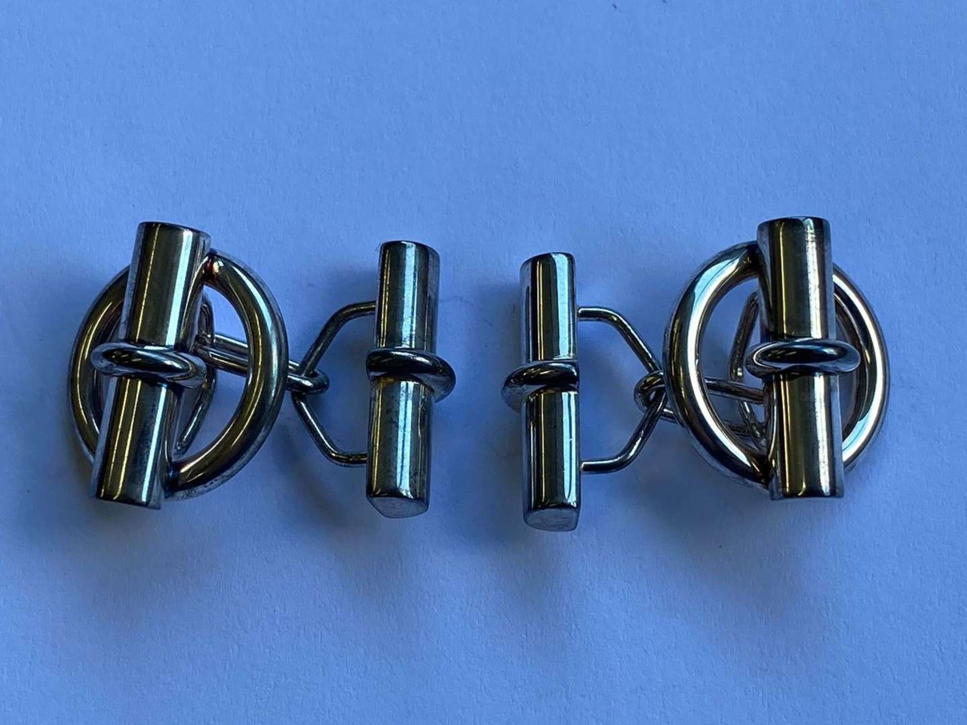 HERMES, a boxed pair of silver “Anchor Chain” cufflinks, designed by Gaetan de Percin - Bild 2 aus 5