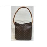 LOUIS VUITTON, Looping, tan stitched leather and monogrammed shoulder bag