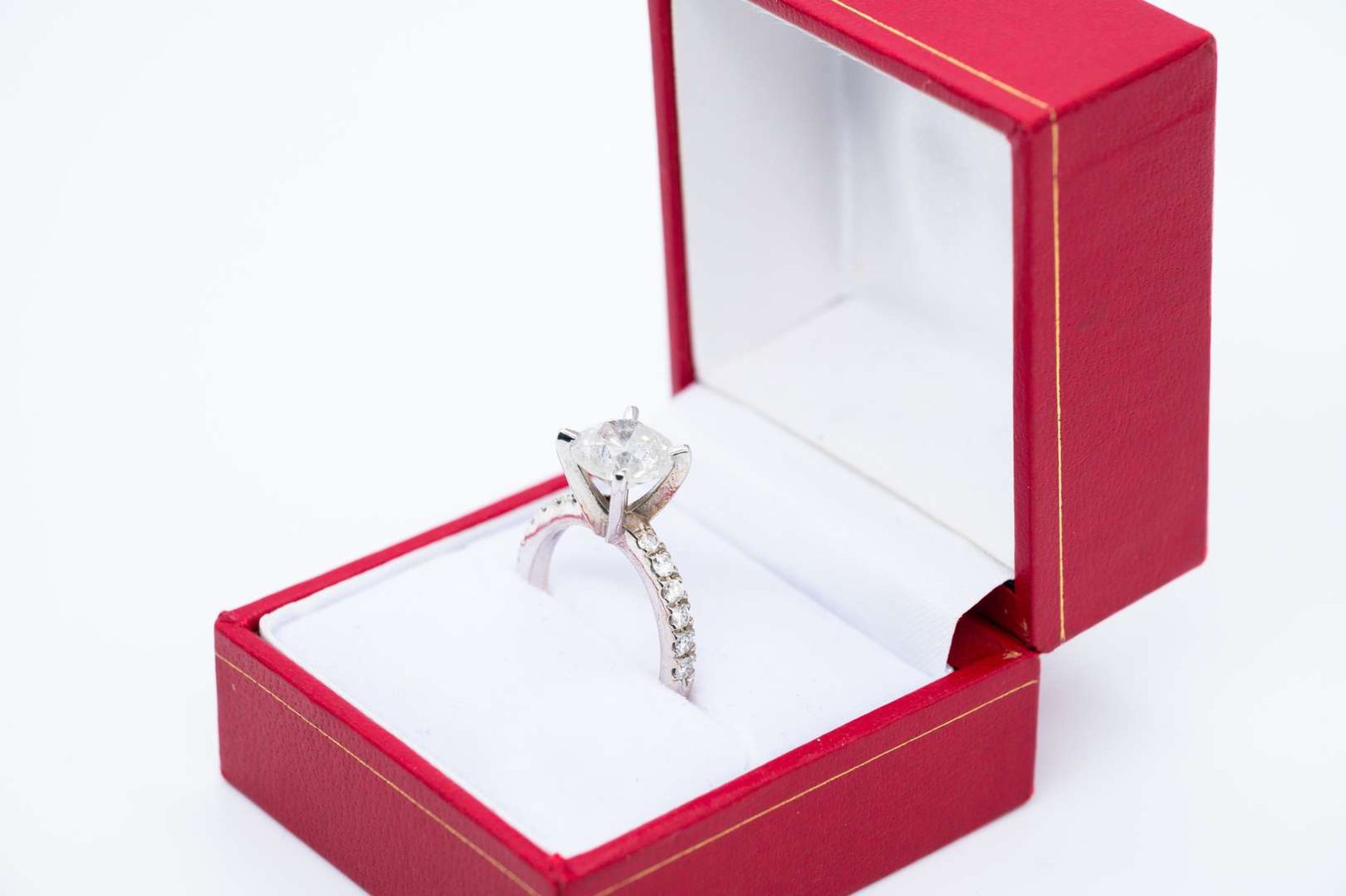 A Solitaire Diamond Ring with 14ct white gold mount, - Image 4 of 9
