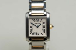 CARTIER, ladies TANK FRANCAISE, steel and gold quartz wristwatch. Ref 2384,