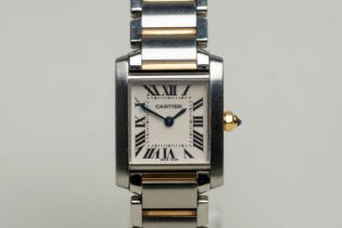 CARTIER, ladies TANK FRANCAISE, steel and gold quartz wristwatch. Ref 2384,