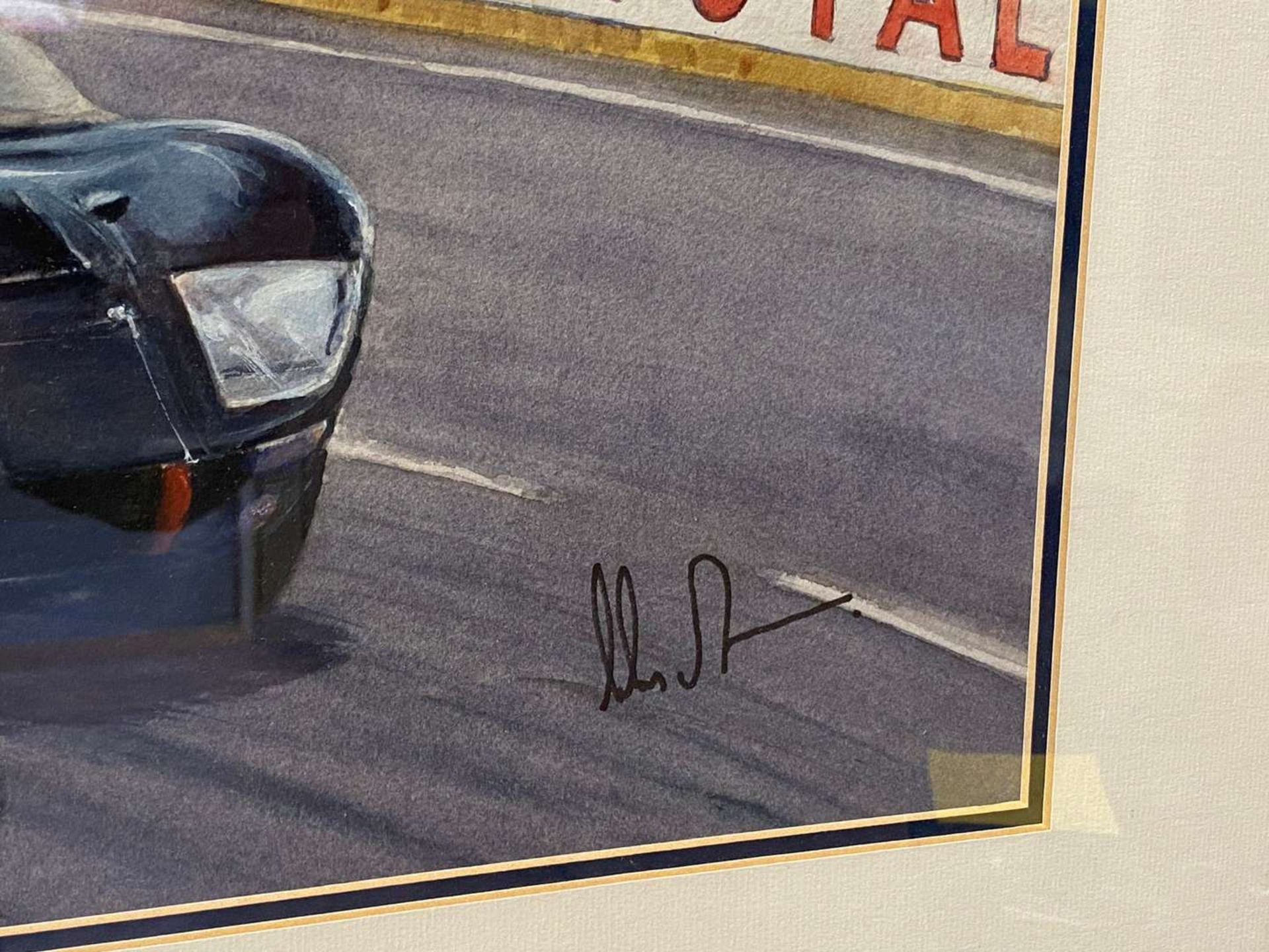 DENNIS TAYLOR (NZ), “Chris Amon, Ford GT40, 1966 Le Mans 24hr”, watercolour - Image 3 of 3