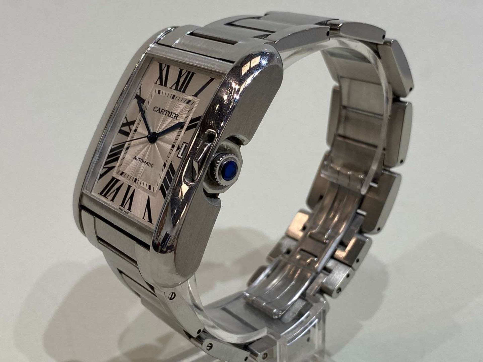 CARTIER, TANK ANGLAISE, XL, a 2014, stainless steel, automatic, centre seconds, calendar wristwatch. - Bild 2 aus 9