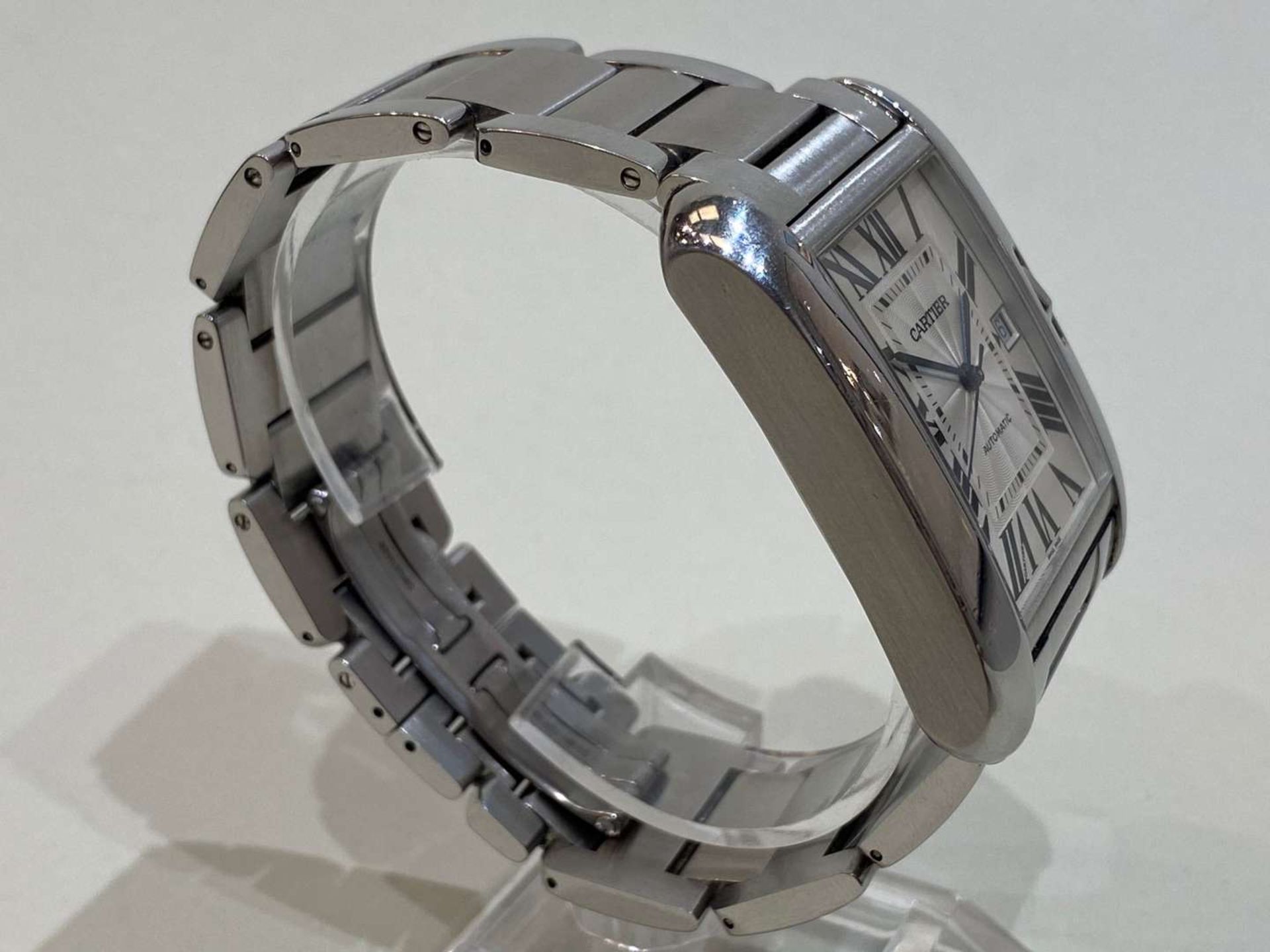 CARTIER, TANK ANGLAISE, XL, a 2014, stainless steel, automatic, centre seconds, calendar wristwatch. - Bild 3 aus 9