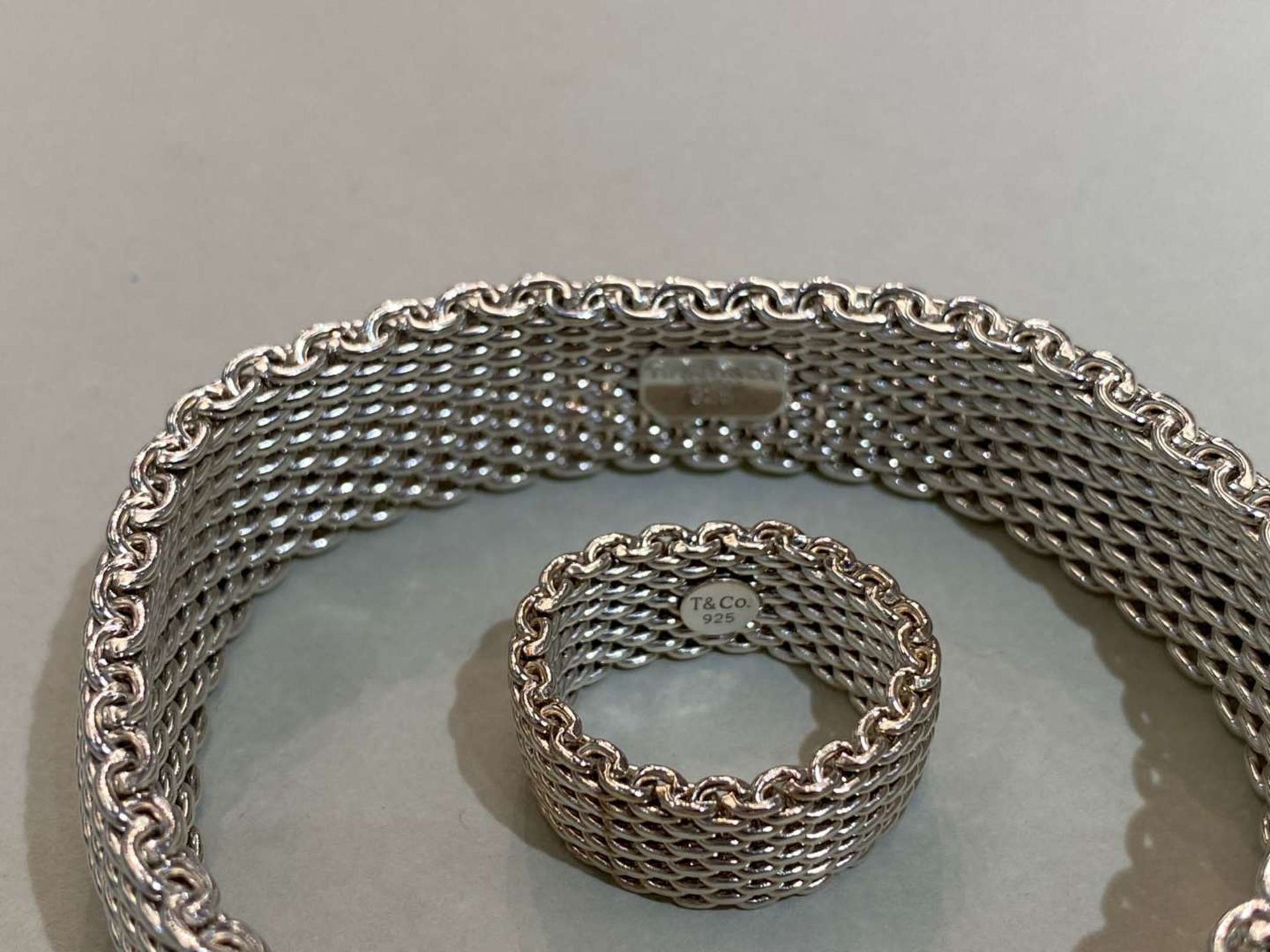 TIFFANY & CO, sterling silver “Somerset” mesh bracelet & ring - Image 4 of 4