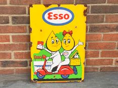 Esso Mr and Mrs Drip On A Scooter Enamel Sign