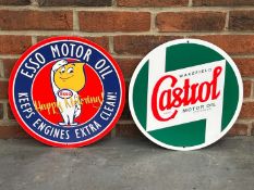 Castrol and Esso Circular Metal Signs