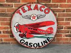 Texaco Gasoline Circular Enamel Sign