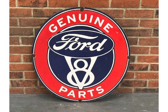 Genuine Ford V8 Parts Circular Enamel Sign - Image 1 of 2