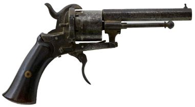 A 7MM SIX-SHOT BELGIAN PINFIRE REVOLVER,