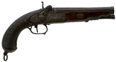 A .650 CALIBRE CARBINE BORE SPANISH PERCUSSION OFFICER'S PISTOL,