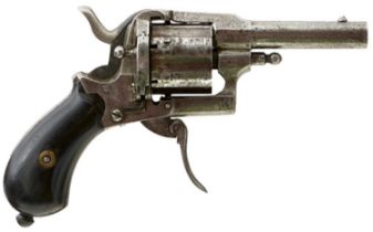 A 7MM CALIBRE SIX-SHOT CLOSED FRAME BELGIAN PINFIRE REVOLVER,