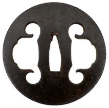 A CIRCULAR IRON SUKASHI TSUBA,