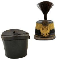 A CASED AUSTRIAN OFFICER'S SHAKO,