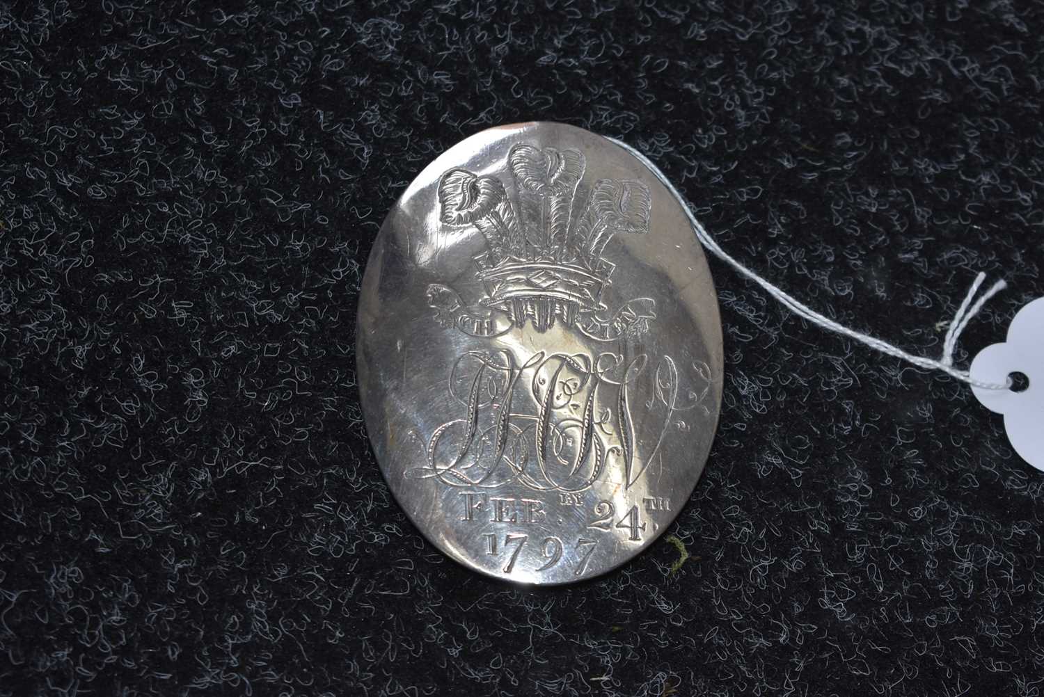 A GEORGIAN OFFICER'S SILVER SHOULDER BELT PLATE TO THE LOYAL HAVERFORDWEST INFANTRY VOLUNTEERS, - Image 4 of 6