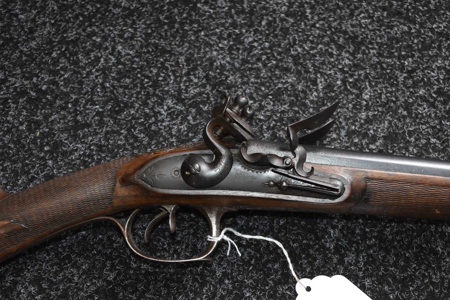 A 22-BORE DOUBLE BARRELLED FLINTLOCK SPORTING GUN, - Image 11 of 12