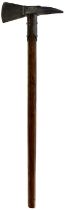 A LARGE SIZE EARLY 19TH CENTURY FRENCH BOARDING OR RIGGING AXE,