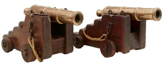 A PAIR OF 19TH CENTURY BRONZE SIGNALLING CANNON,