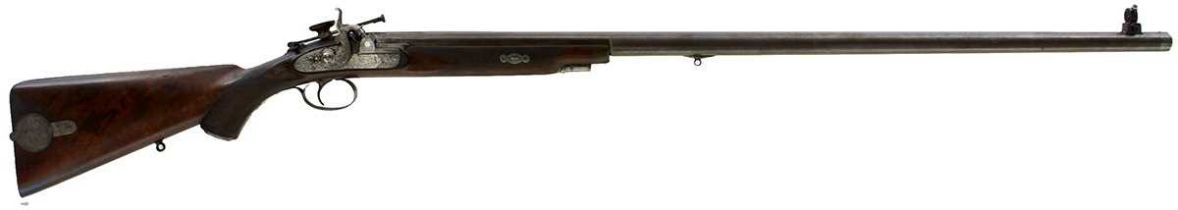 A .451 PERCUSSION MATCH RIFLE BY GIBBS AND HENRY,