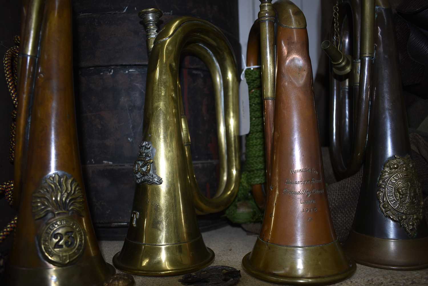 A MAYERS & HARRISON LTD BRASS BUGLE, - Image 3 of 5