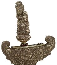 A LATE 19TH CENTURY WHITE METAL JAVANESE KRIS,