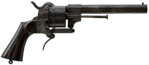 A 12MM SIX-SHOT PINFIRE REVOLVER BY ORTIZ D'ZARATE OF SPAIN,
