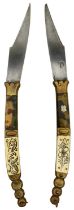 A CASED PAIR OF 19TH CENTURY SPANISH NAVAJA OR POCKET KNIVES,