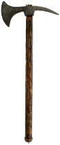 A LATE 18TH OR EARLY 19TH CENTURY CONTINENTAL BOARDING AXE,