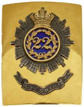 AN OFFICER'S SHOULDER BELT PLATE TO THE 22ND REGIMENT OF FOOT (CHESHIRE),