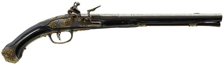 A 40-BORE 17TH CENTURY BRESCIAN HOLSTER PISTOL,