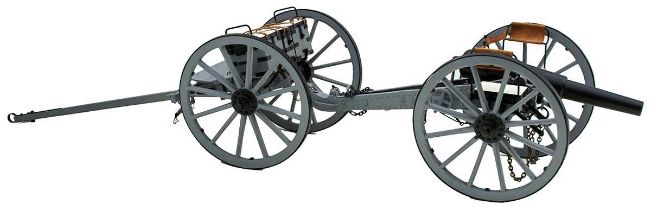 A GOOD SCRATCH BUILT MODEL OF A 16 POUNDER RIFLED MUZZLE LOADING CANNON AND LIMBER,