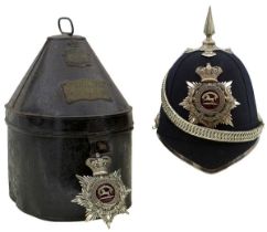 A GOOD VICTORIAN OFFICER'S HOME SERVICE BLUE CLOTH HELMET OF THE 6TH VOLUNTEER BATTALION THE LIVERPO