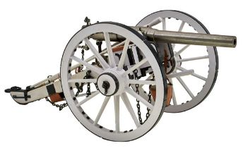 A GOOD SCRATCH BUILT MODEL OF A 19TH CENTURY BREECH LOADING CANNON,