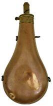 A LARGE ORDNANCE MARKED COPPER POWDER FLASK FOR THE BRUNSWICK NAVAL RIFLE,